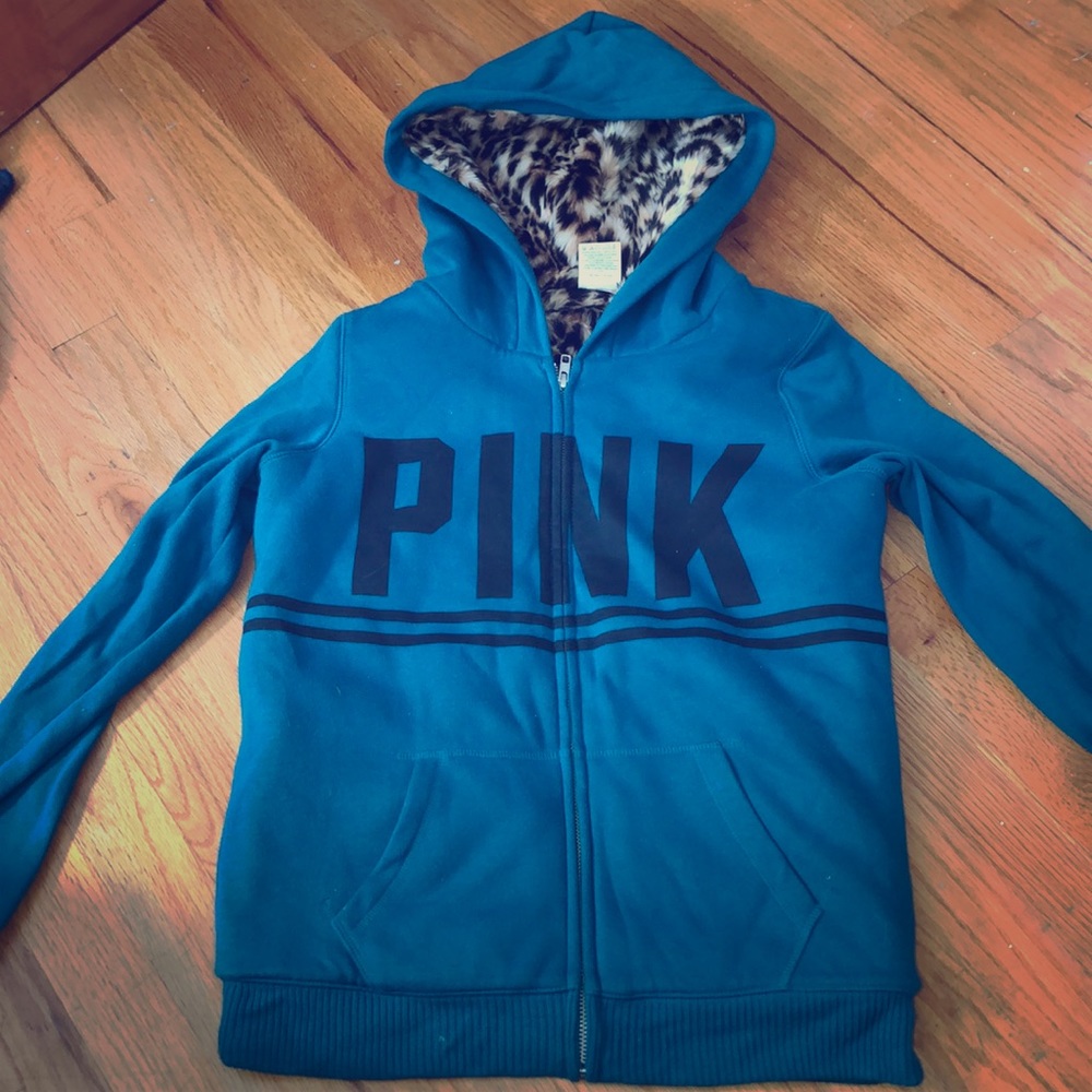 Teal hoodie with fur inside